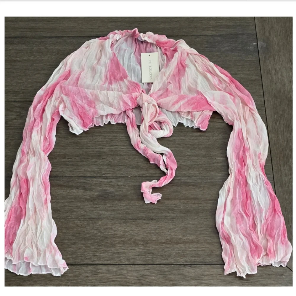 Hot & Delicious Vintage Pink and White Tie-Dye Pants Set, Size Large - Picture 6 of 16